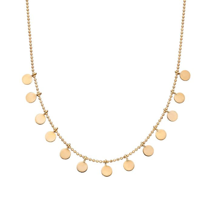 Multi Disk Charm Necklace in 9ct Gold