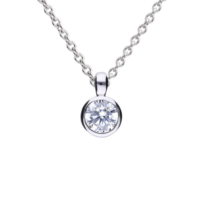 Diamonfire Silver Rubover Bezel Necklace