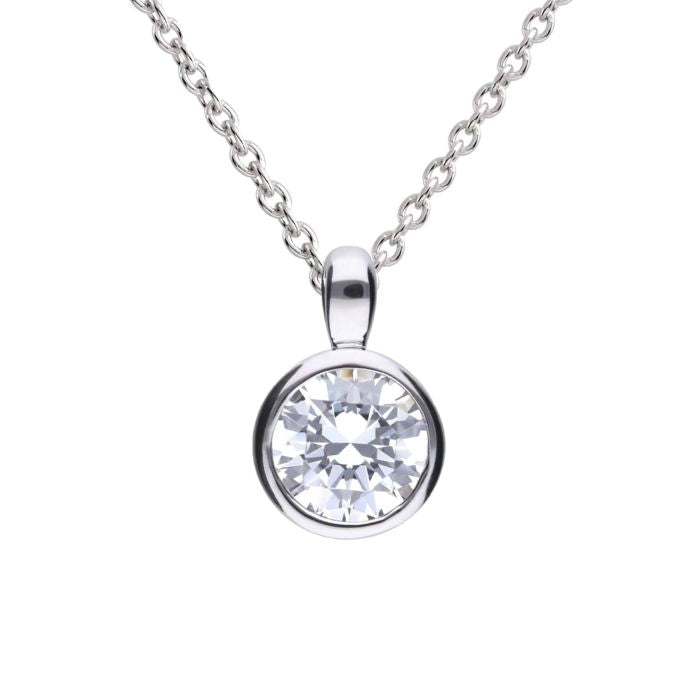 Diamonfire Silver Rubover Bezel Necklace
