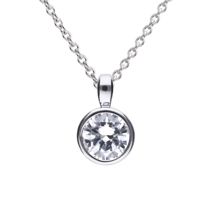 Diamonfire Silver Rubover Bezel Necklace