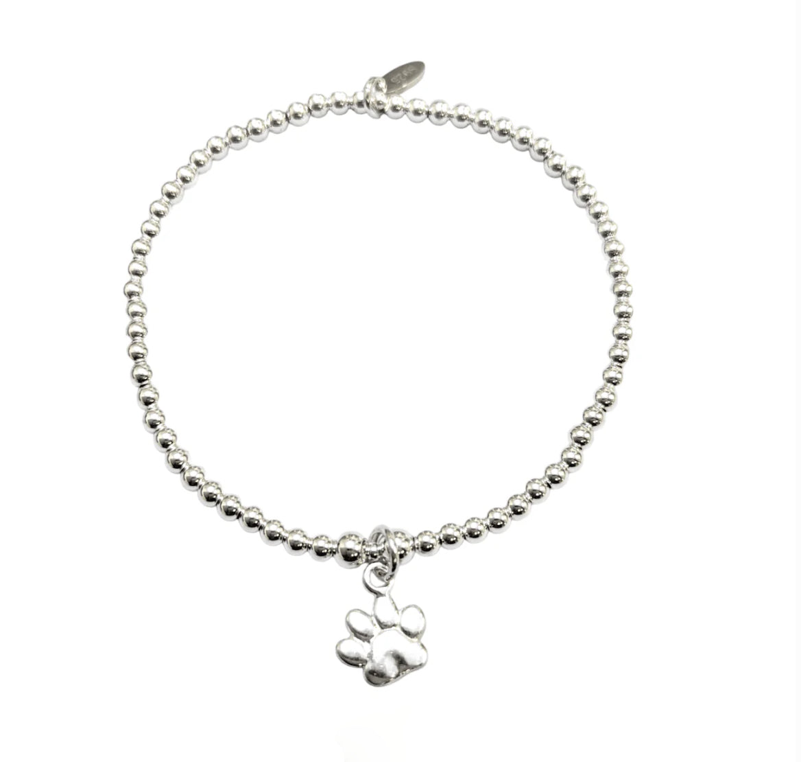 Dollie Paw Print Charm Silver Bracelet