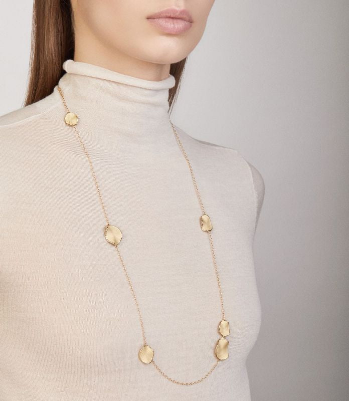 Cammilli Long Velvet Necklace in 18ct Orange Apricot Gold