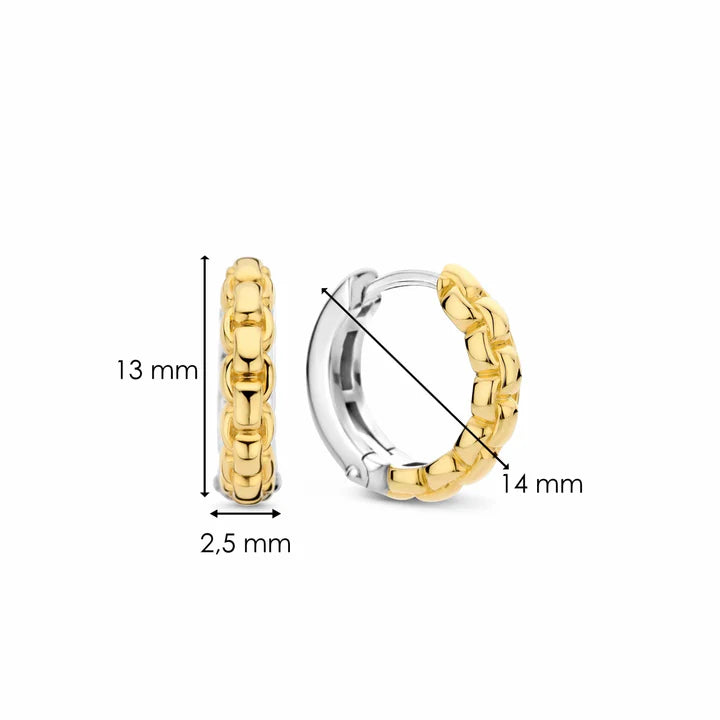 Ti Sento Gold Plated Silver Interlink Huggie Hoop Earrings