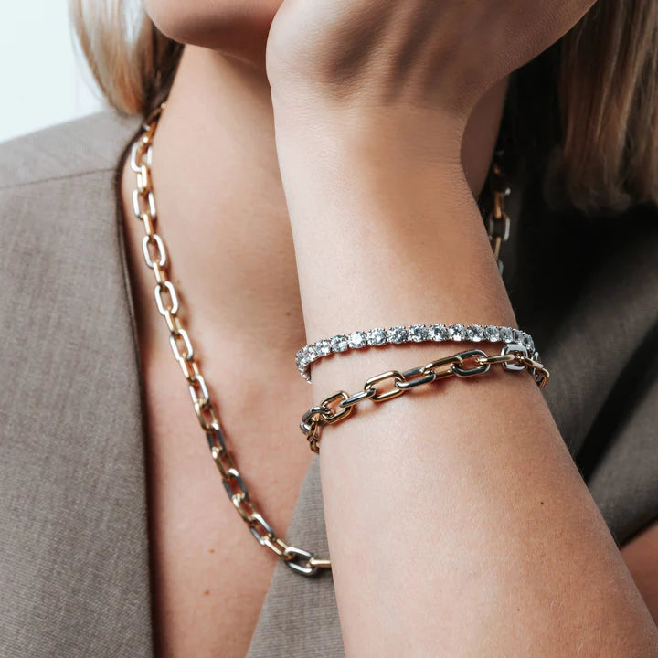 Ti Sento Bi-Colour Chain Link Bracelet in Silver