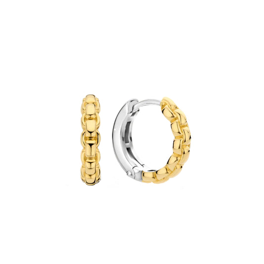 Ti Sento Gold Plated Silver Interlink Huggie Hoop Earrings