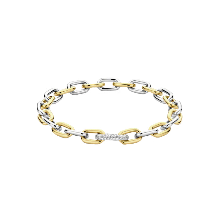 Ti Sento Bi-Colour Chain Link Bracelet in Silver