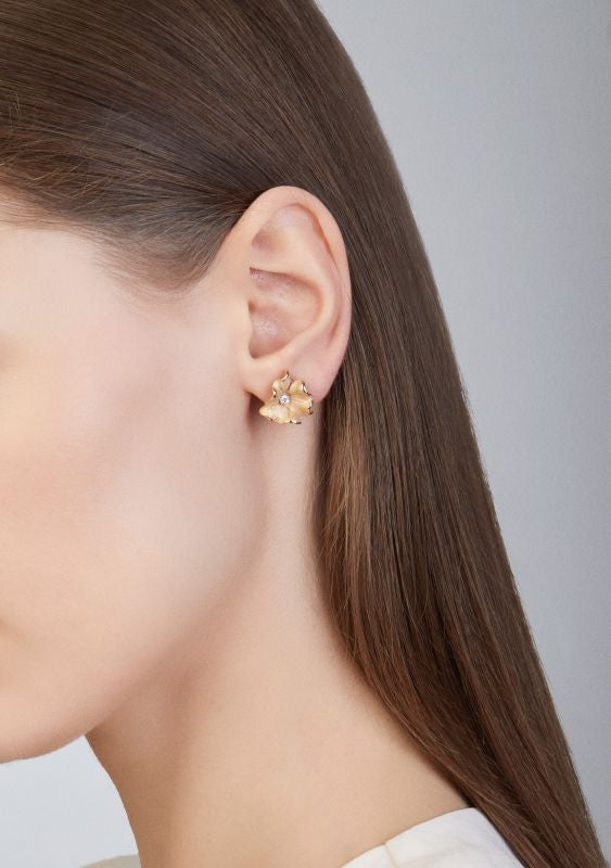 Cammilli Grace Flower Earrings in 18ct Pink Champagne Gold