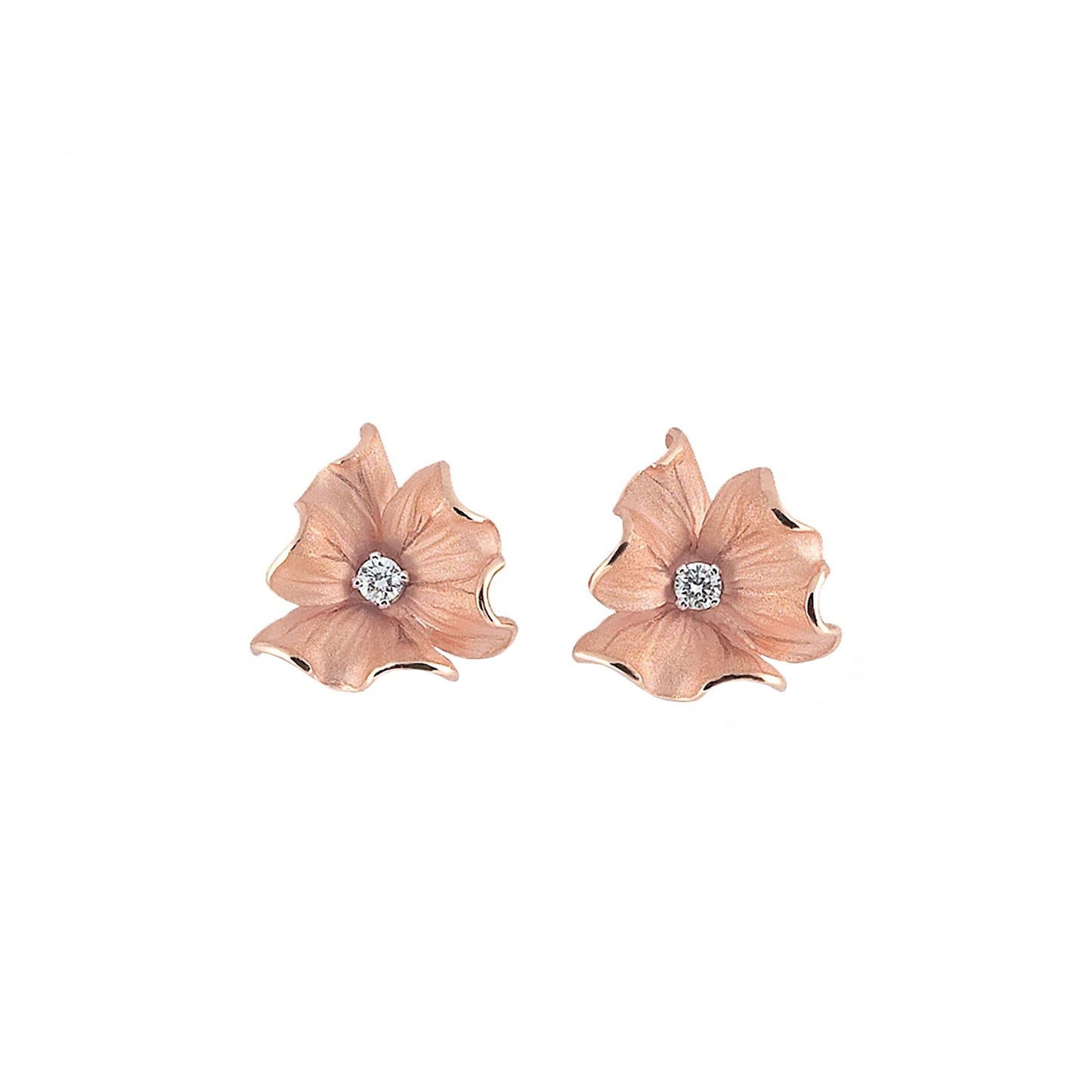 Cammilli Grace Flower Earrings in 18ct Pink Champagne Gold