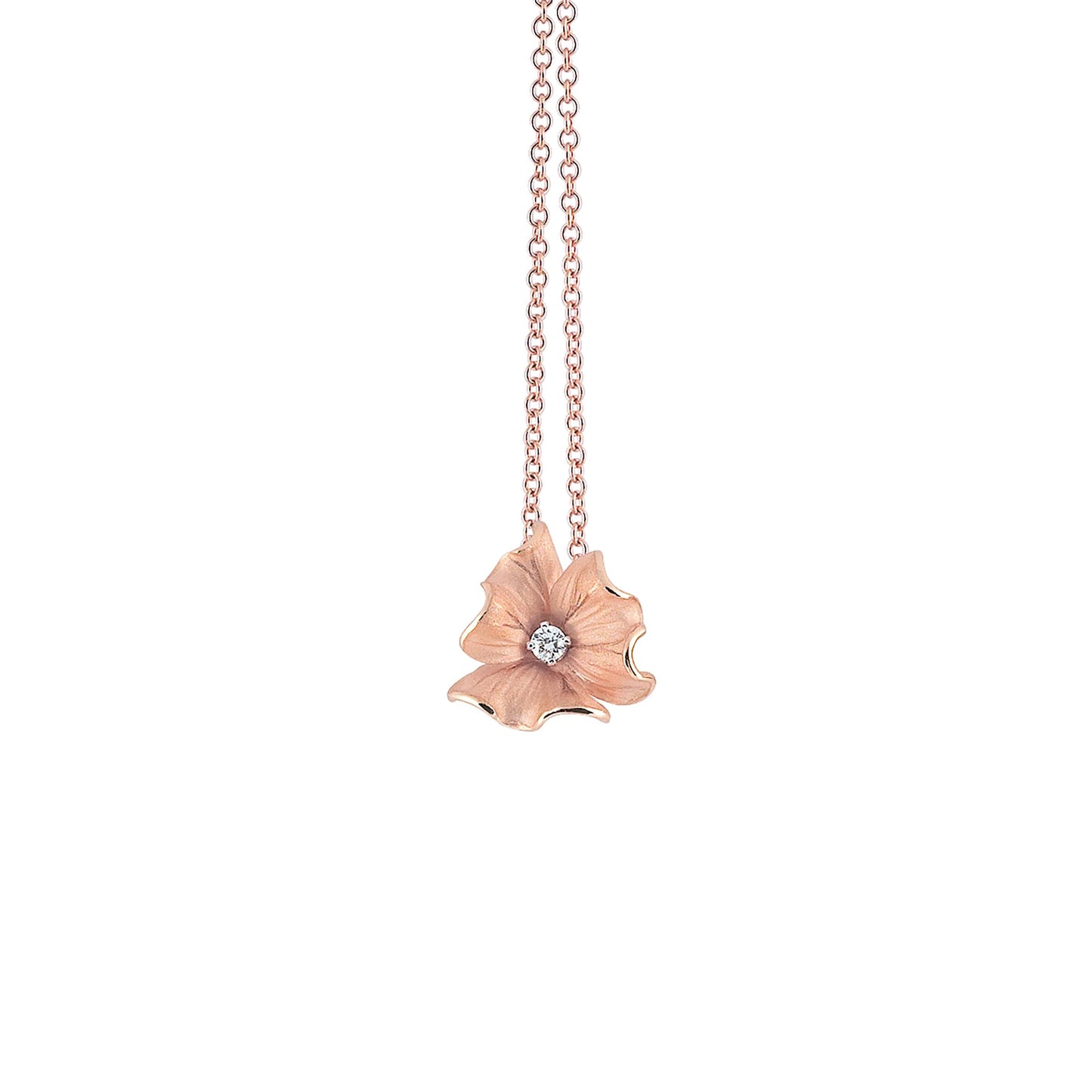 Cammilli Grace Flower Necklace in 18ct Pink Champagne Gold