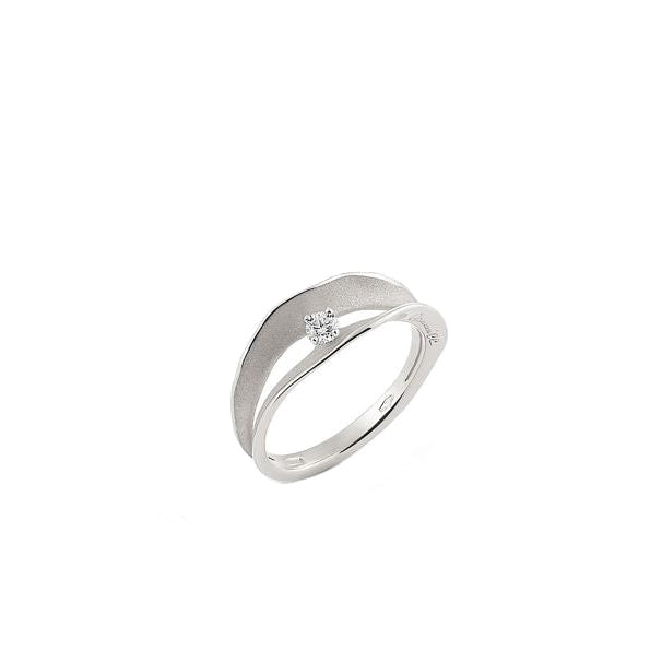 Cammilli Single Stone Dune Ring in 18ct White Ice Gold
