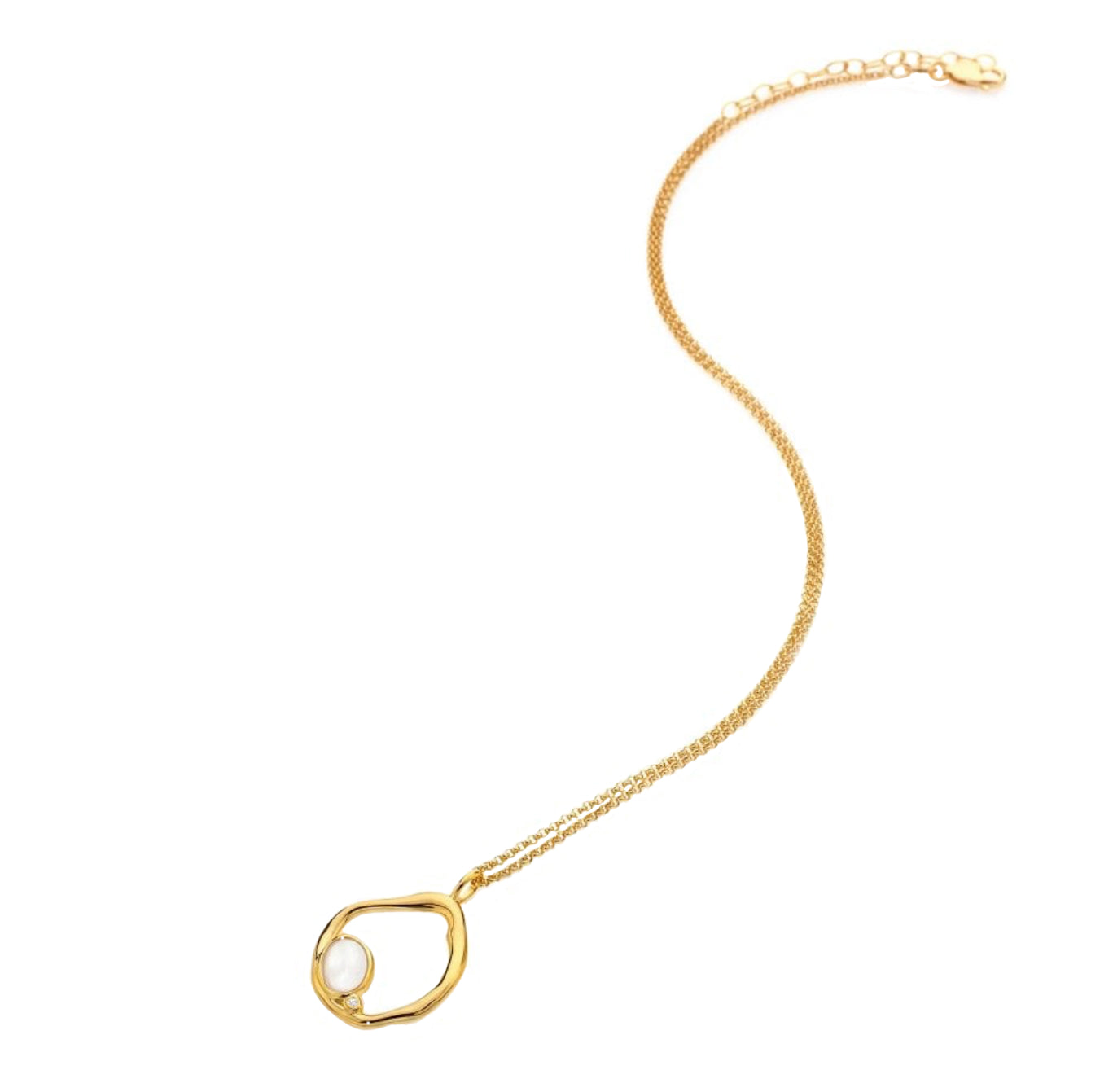 Hot Diamonds Offset Mother of Pearl Oval Gold Plated Necklace