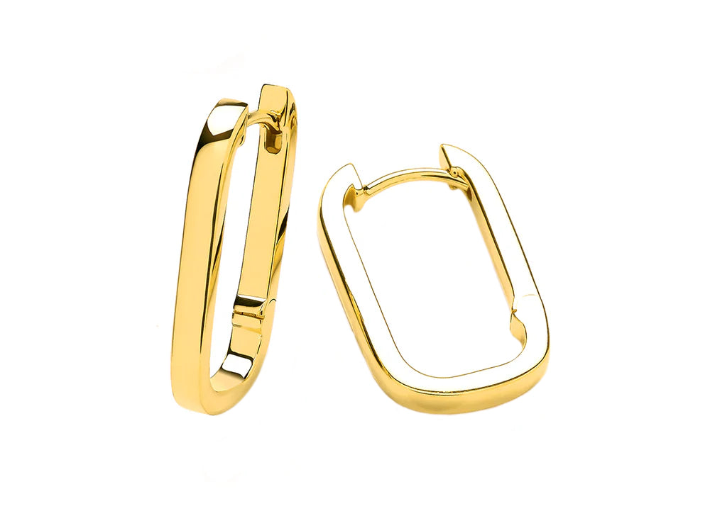 Gold Plated Silver Rectangular Hoop Earrings