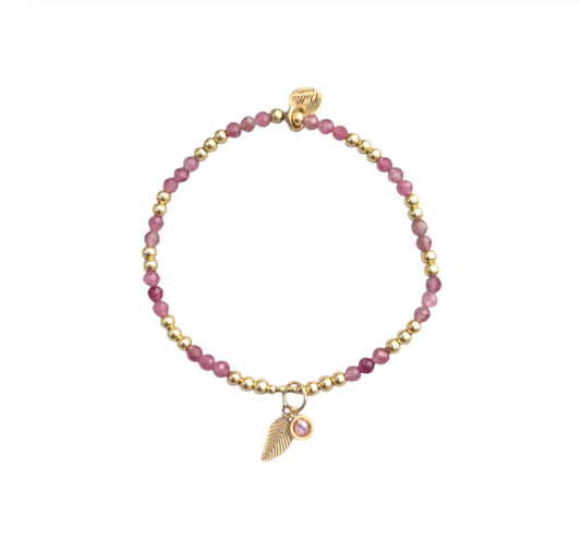 Dollie Gold-Filled and Tourmaline Beaded Bracelet with Charms