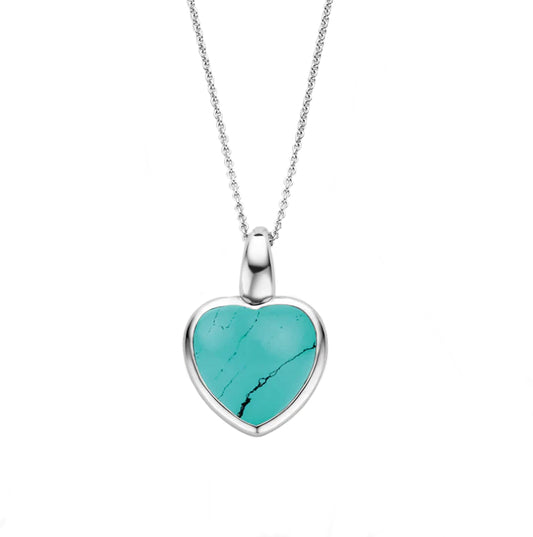 Ti Sento Turquoise Heart Silver Necklace