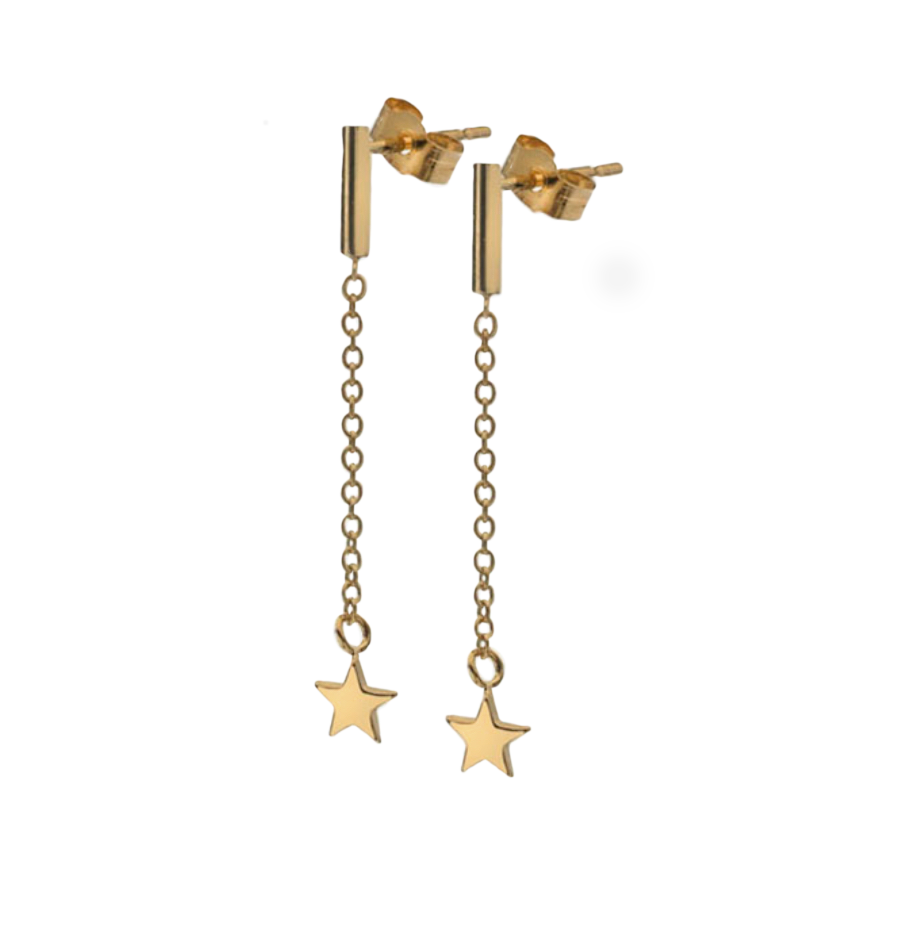 Star Drop Stud 9ct Gold Earrings