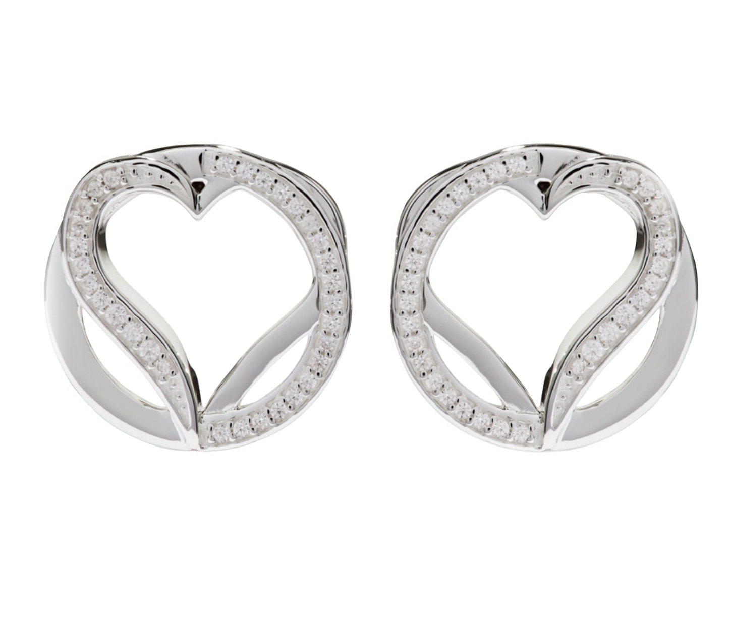 Unique&Co Silver Heart Design Stud Earrings