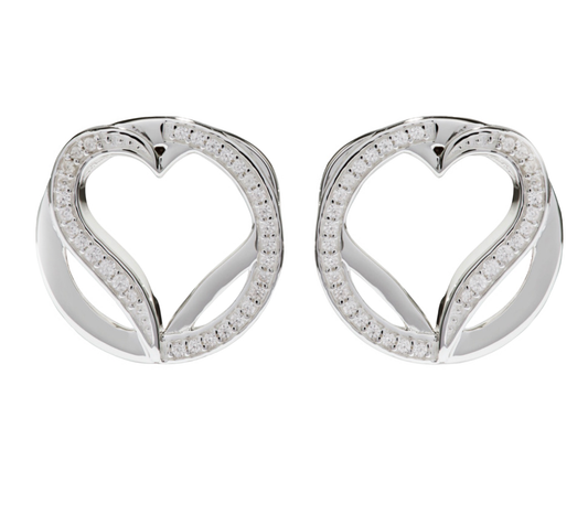 Unique&Co Silver Heart Design Stud Earrings