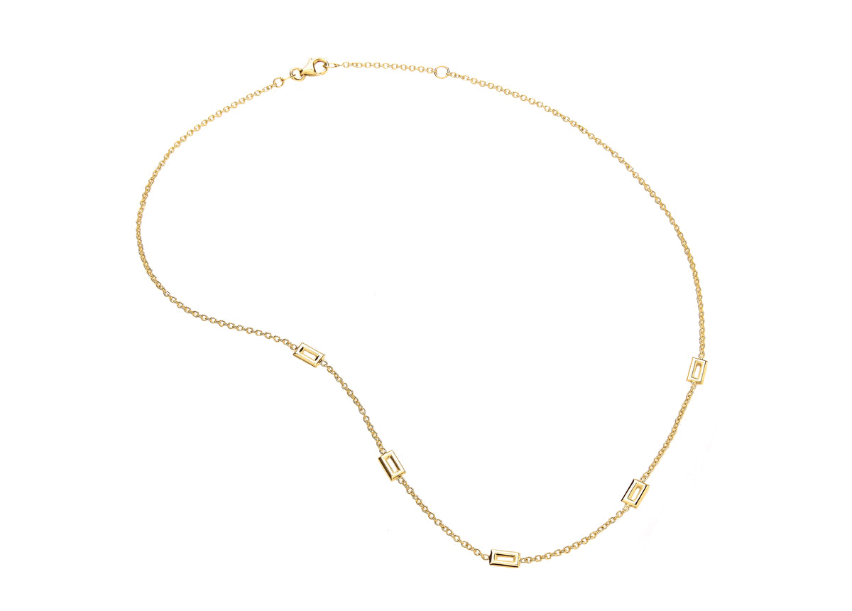 9ct Gold Open Oblong Station Necklet