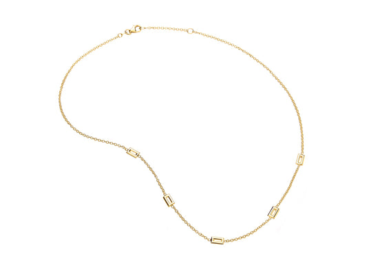 9ct Gold Open Oblong Station Necklet