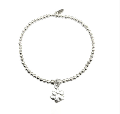 Dollie Paw Print Charm Silver Bracelet