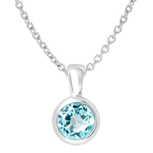 Unique&Co Round Blue Topaz Necklace