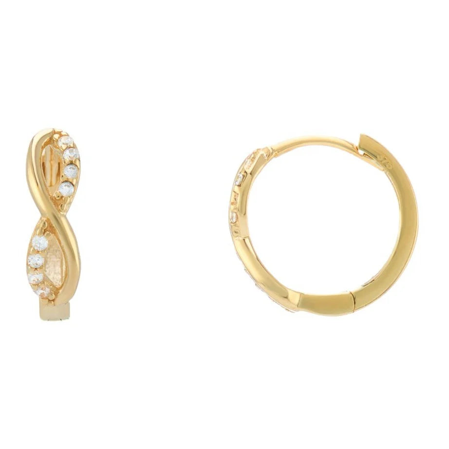 Gold Infinity Huggie Hoop Earrings with Cubic Zirconia